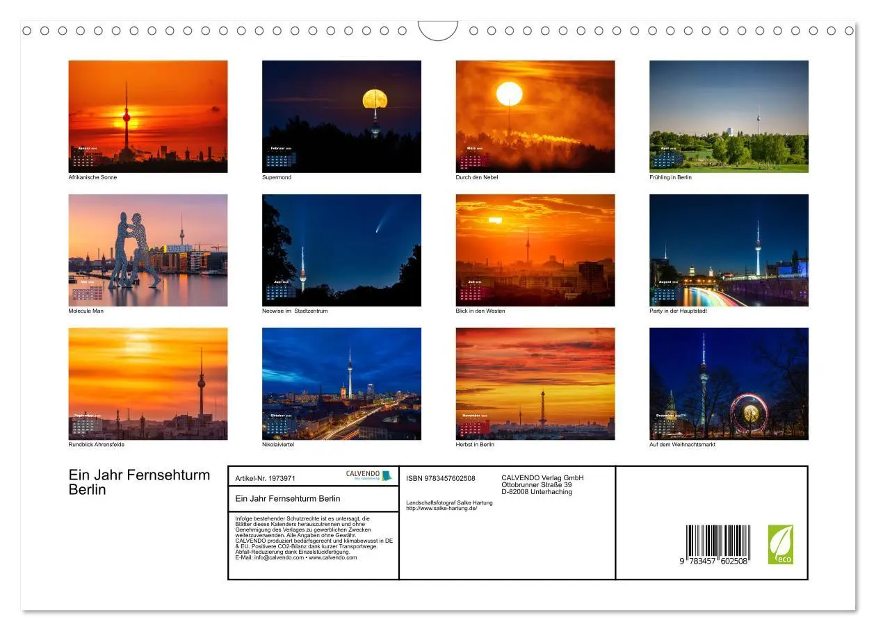Bild: 9783457602508 | Ein Jahr Fernsehturm Berlin (Wandkalender 2026 DIN A3 quer),...