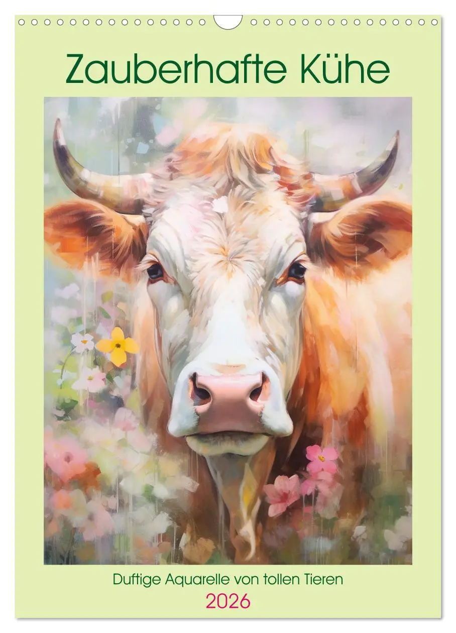 Cover: 9783516312508 | Zauberhafte Kühe. Duftige Aquarelle von tollen Tieren (Wandkalender...
