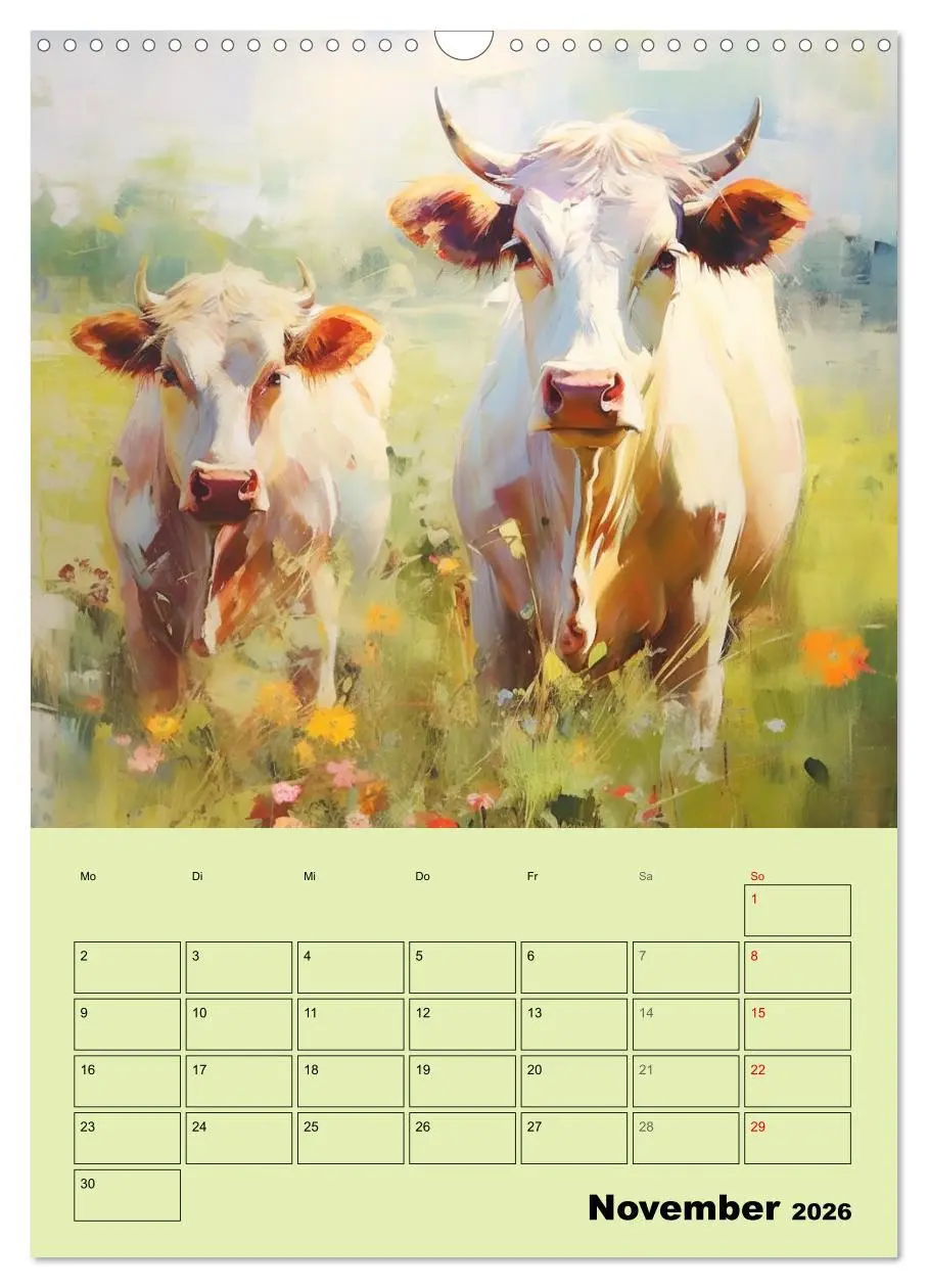 Bild: 9783516312508 | Zauberhafte Kühe. Duftige Aquarelle von tollen Tieren (Wandkalender...