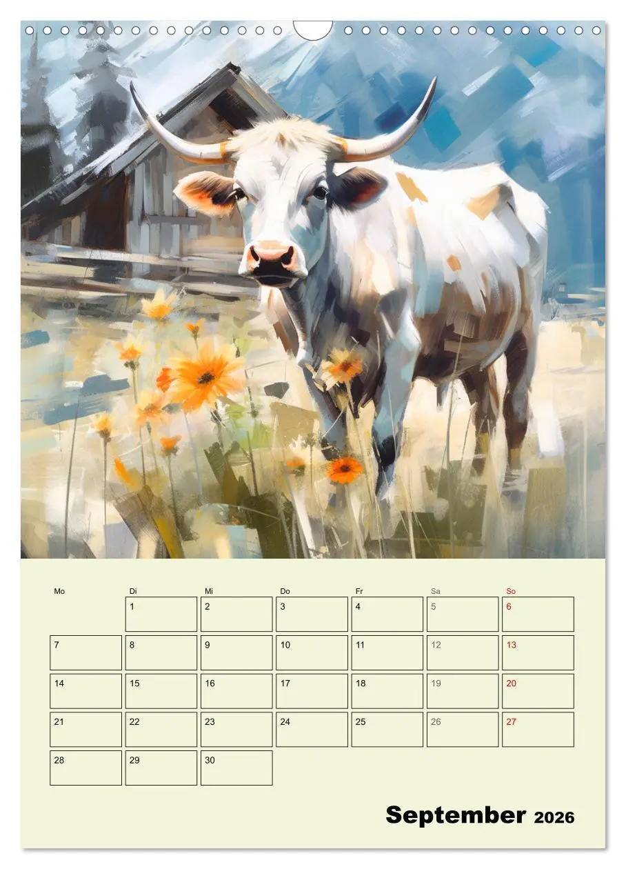 Bild: 9783516312508 | Zauberhafte Kühe. Duftige Aquarelle von tollen Tieren (Wandkalender...