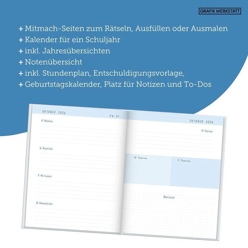 Bild: 9783986362508 | Schülerkalender 2026 / 2027 Good Vibes Only | Terminplaner Softcover