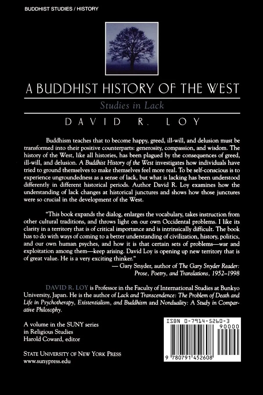 Rückseite: 9780791452608 | A Buddhist History of the West | Studies in Lack | David R. Loy | Buch
