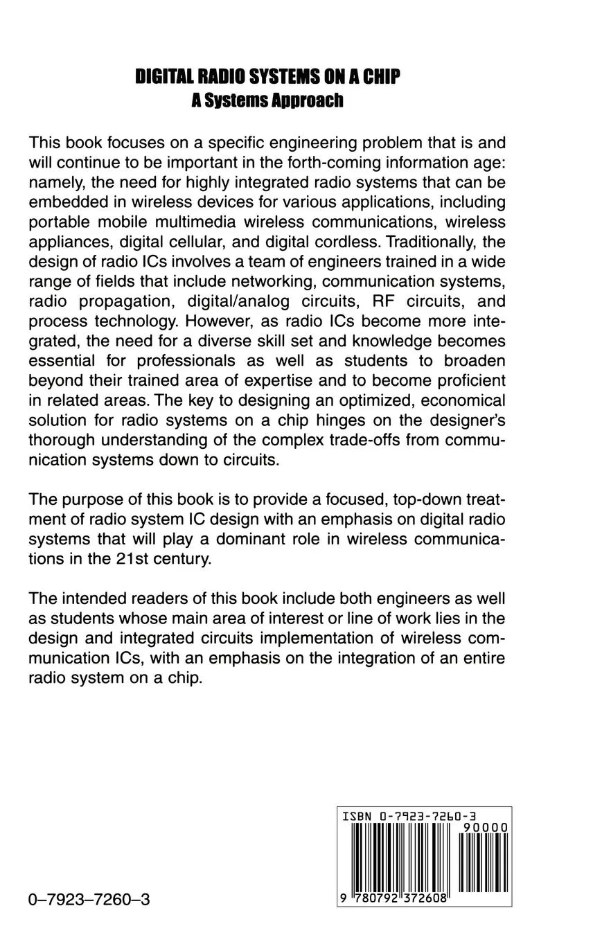 Rückseite: 9780792372608 | Digital Radio Systems on a Chip | A Systems Approach | Charles Chien
