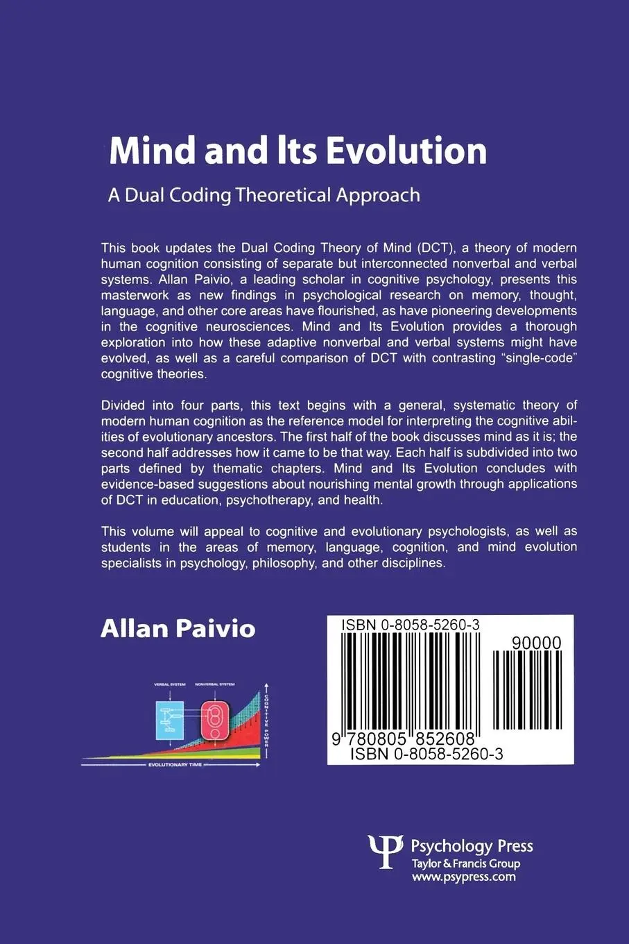 Rückseite: 9780805852608 | Mind and Its Evolution | A Dual Coding Theoretical Approach | Paivio