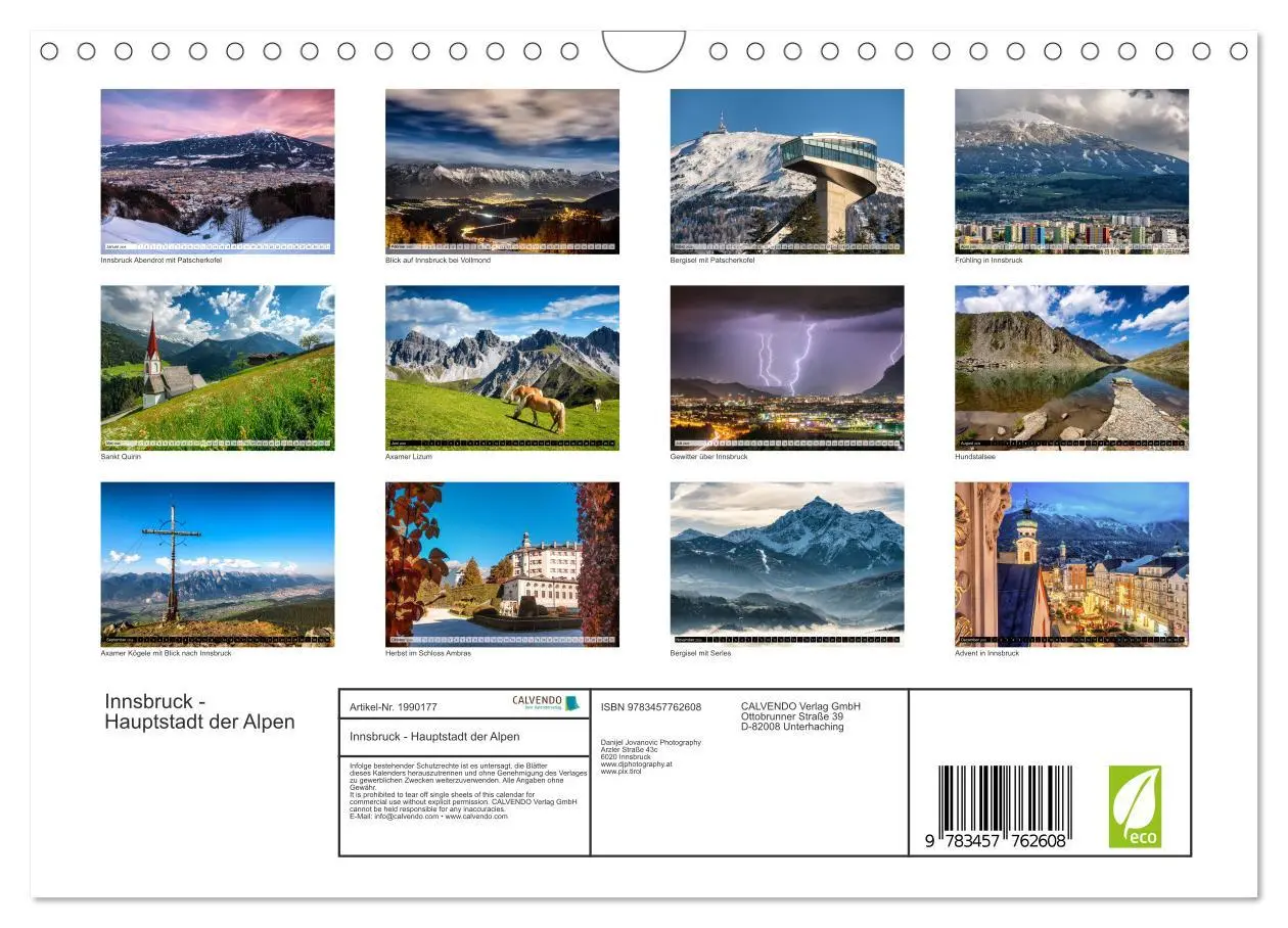 Bild: 9783457762608 | Innsbruck - Hauptstadt der Alpen (Wandkalender 2026 DIN A4 quer),...