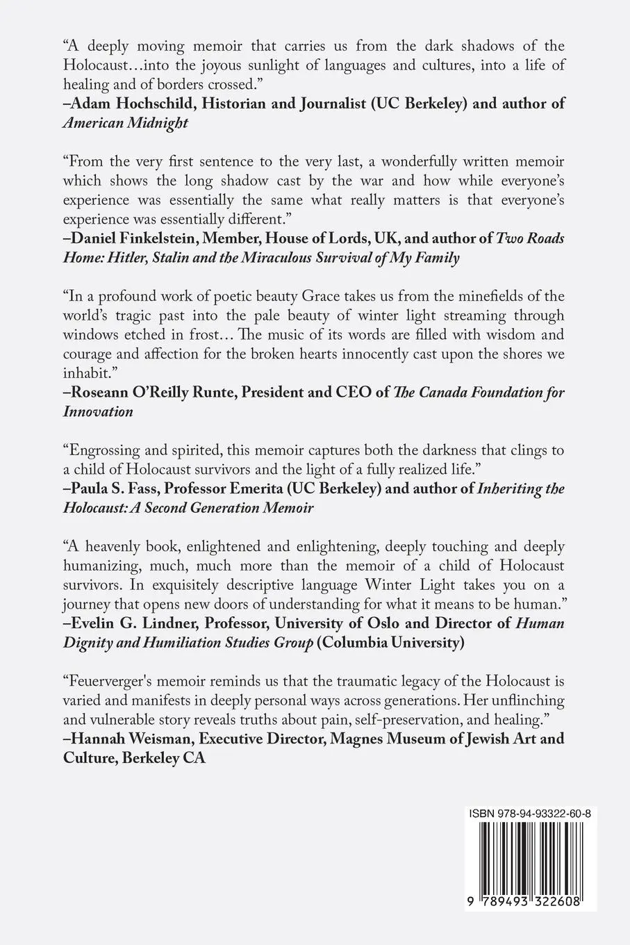 Rückseite: 9789493322608 | Winter Light | The Memoir of a Child of Holocaust Survivors | Buch