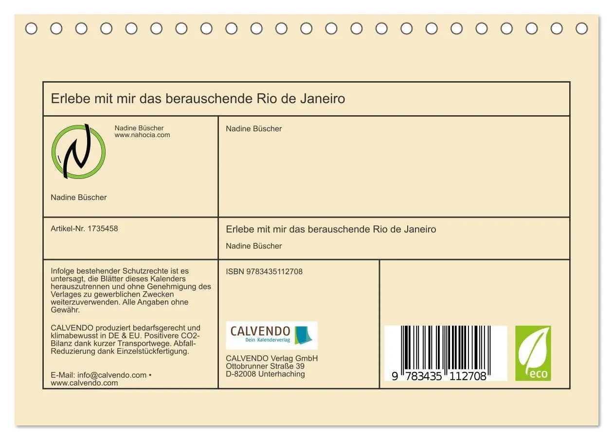 Bild: 9783435112708 | Erlebe mit mir das berauschende Rio de Janeiro (Tischkalender 2025...