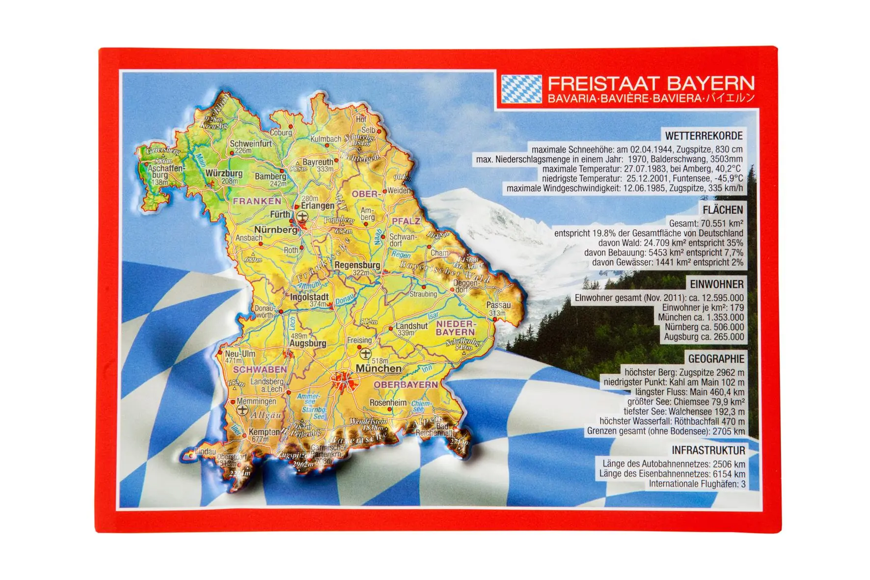 Cover: 4280000002808 | Reliefpostkarte Bayern | André Markgraf (u. a.) | Taschenbuch | 2012
