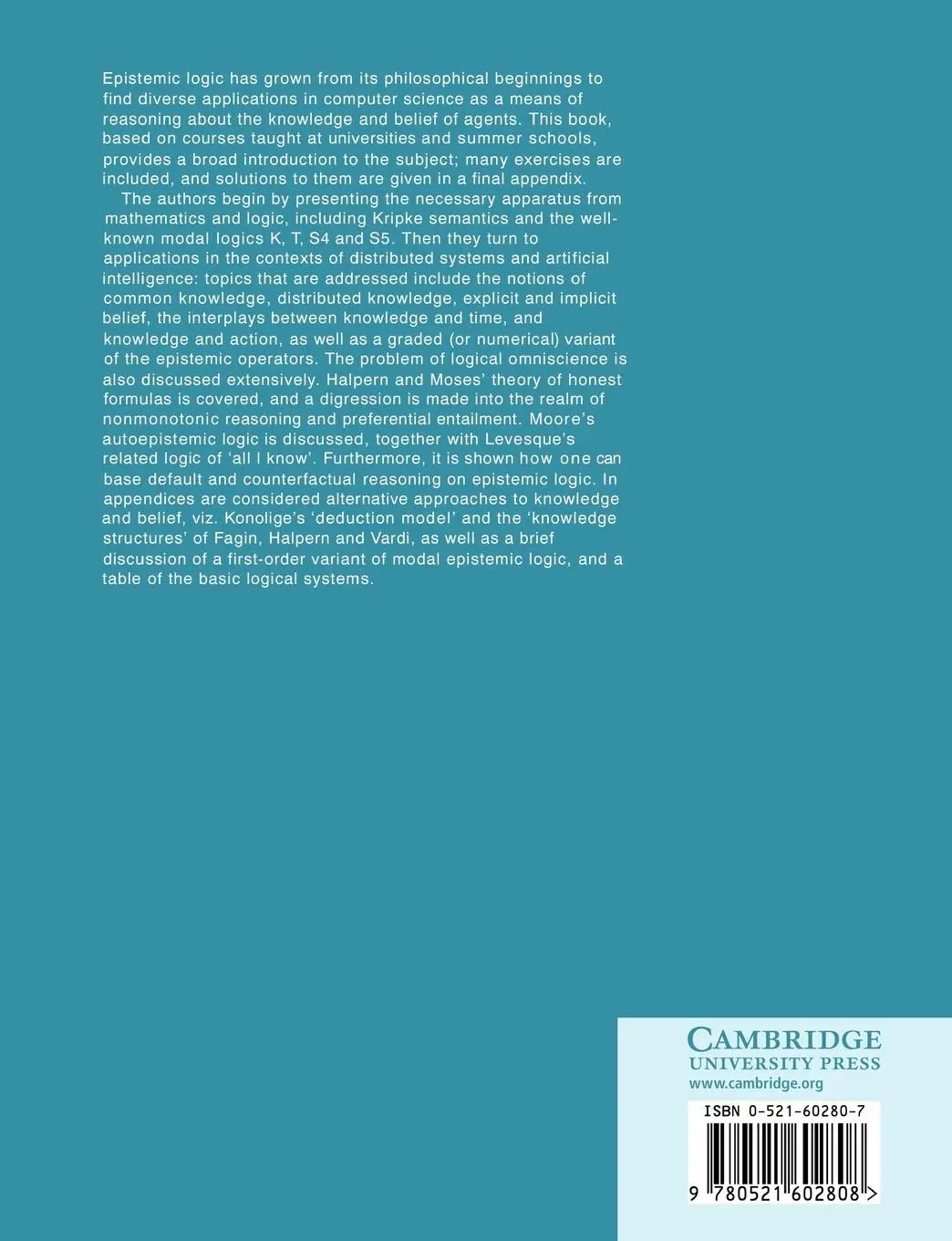 Rückseite: 9780521602808 | Epistemic Logic for AI and Computer Science | J. -J Ch Meyer (u. a.)