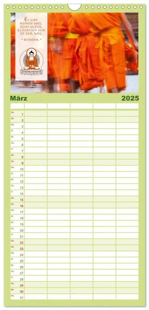 Bild: 9783457122808 | Familienplaner 2025 - BUDDHA im GLÜCK - Weisheiten aus Asien mit 5...