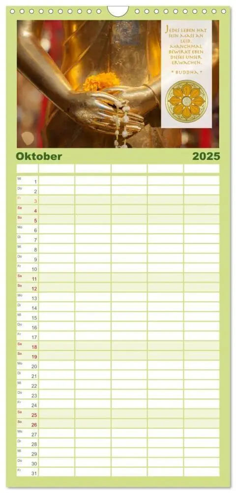 Bild: 9783457122808 | Familienplaner 2025 - BUDDHA im GLÜCK - Weisheiten aus Asien mit 5...