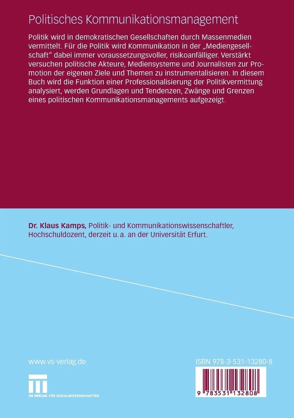 Rückseite: 9783531132808 | Politisches Kommunikationsmanagement | Klaus Kamps | Taschenbuch