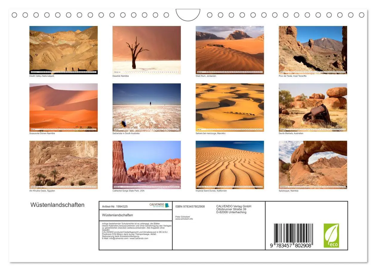 Bild: 9783457802908 | Wüstenlandschaften (Wandkalender 2026 DIN A4 quer), CALVENDO...