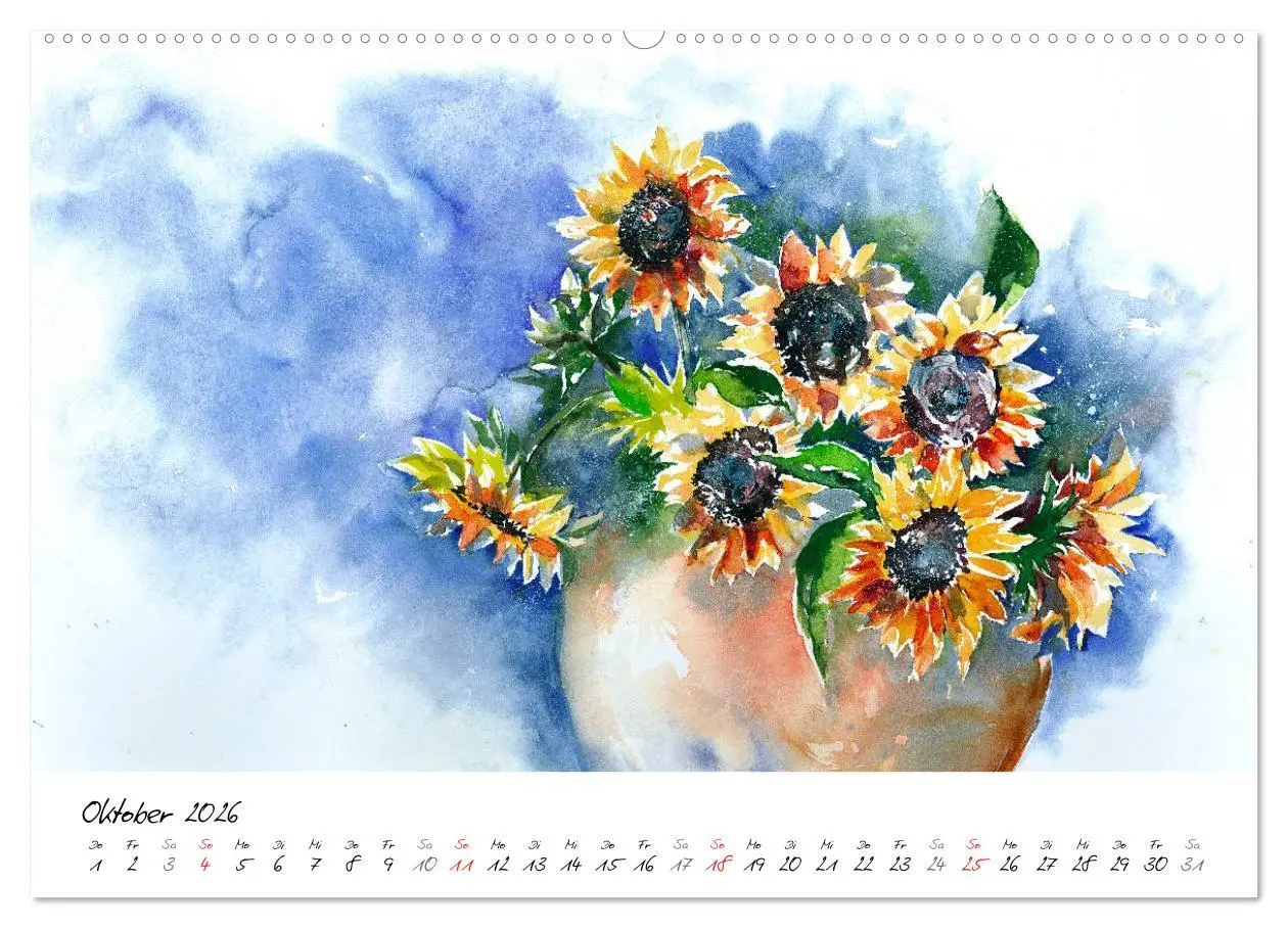 Bild: 9783457972908 | Blumen Blüten Aquarelle (Wandkalender 2026 DIN A2 quer), CALVENDO...