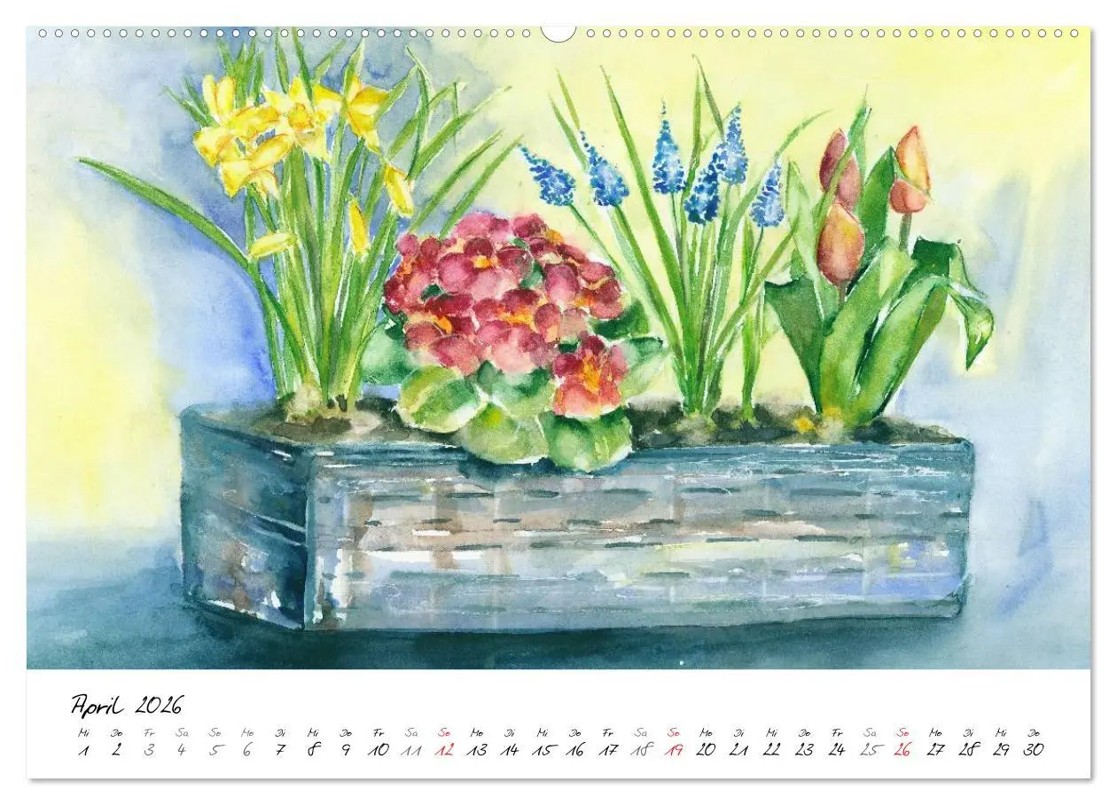 Bild: 9783457972908 | Blumen Blüten Aquarelle (Wandkalender 2026 DIN A2 quer), CALVENDO...