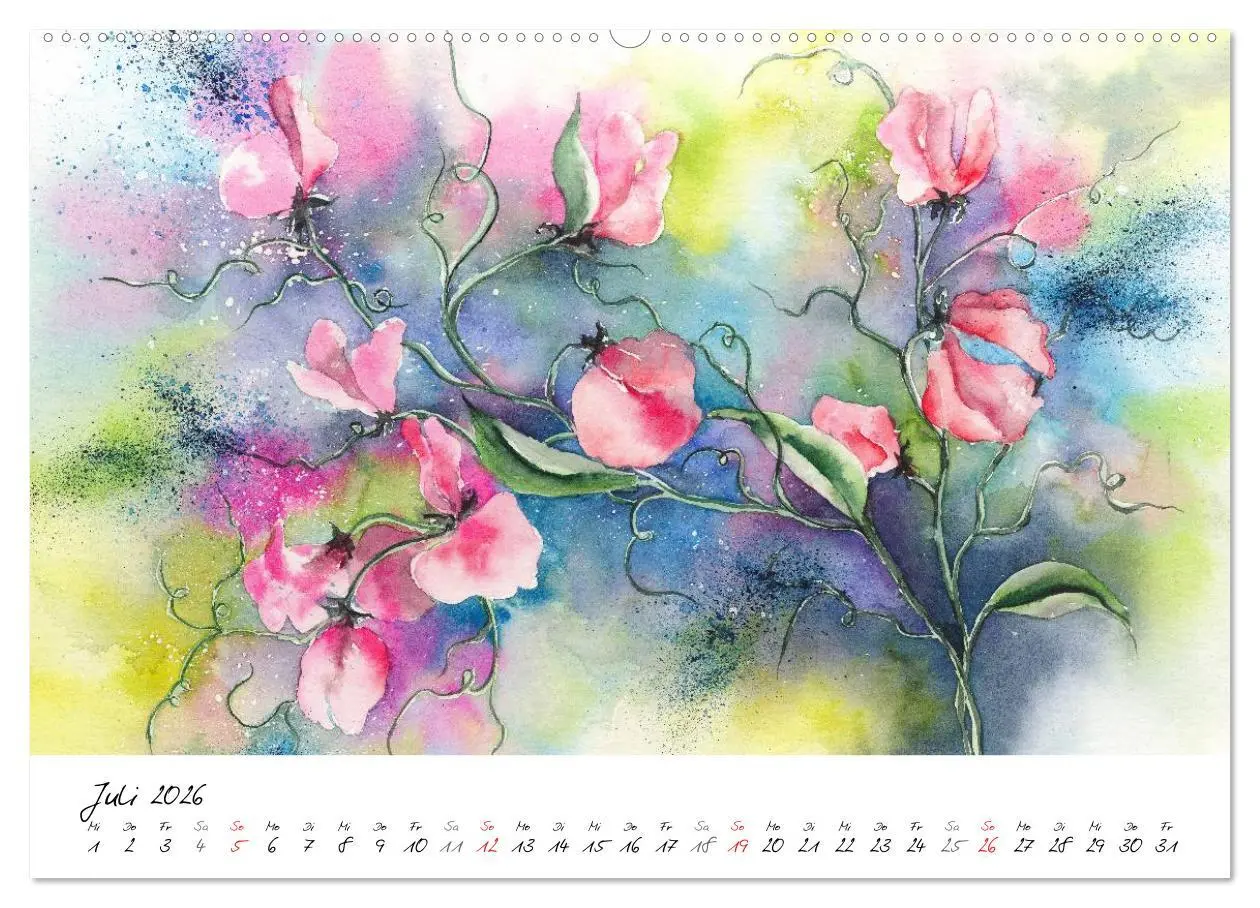 Bild: 9783457972908 | Blumen Blüten Aquarelle (Wandkalender 2026 DIN A2 quer), CALVENDO...