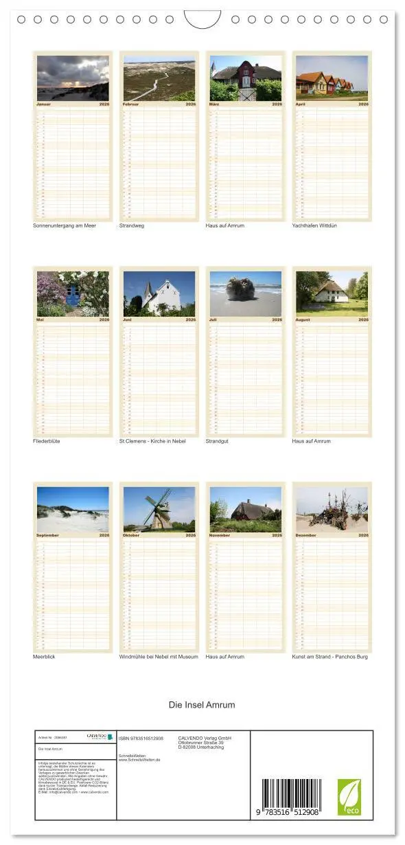 Bild: 9783516512908 | Familienplaner 2026 - Die Insel Amrum mit 5 Spalten (Wandkalender,...