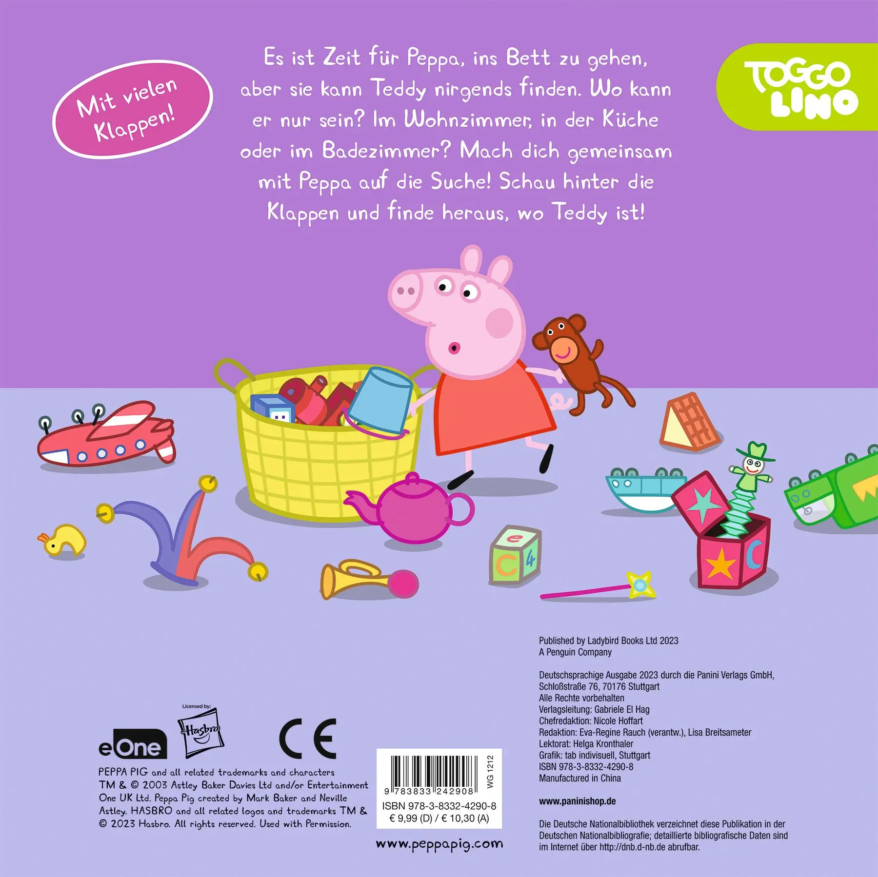 Rückseite: 9783833242908 | Peppa Pig: Wo ist Peppas Teddy? Mein Gutenacht-Klappenbuch | Panini