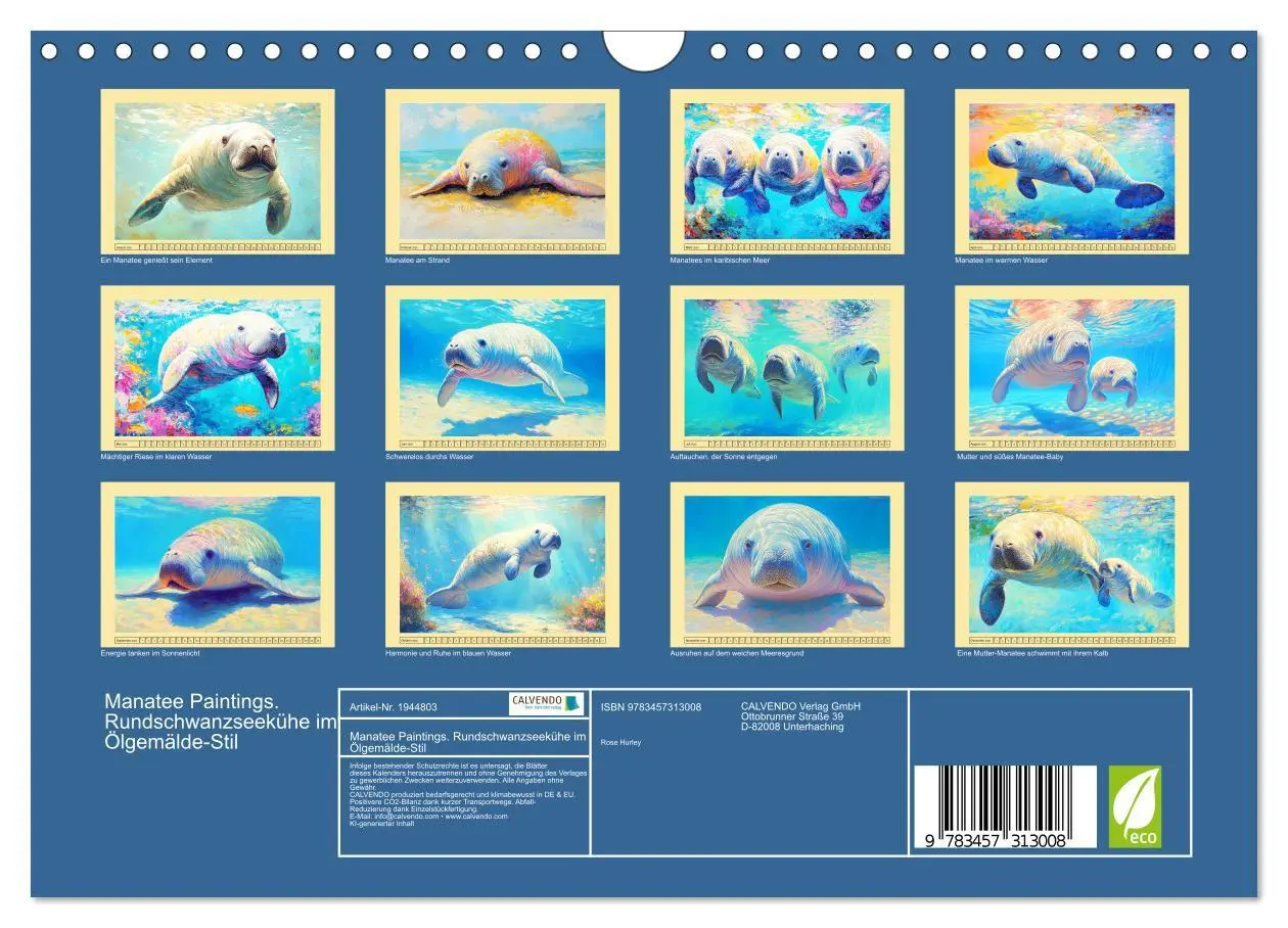 Bild: 9783457313008 | Manatee Paintings. Rundschwanzseekühe im Ölgemälde-Stil...