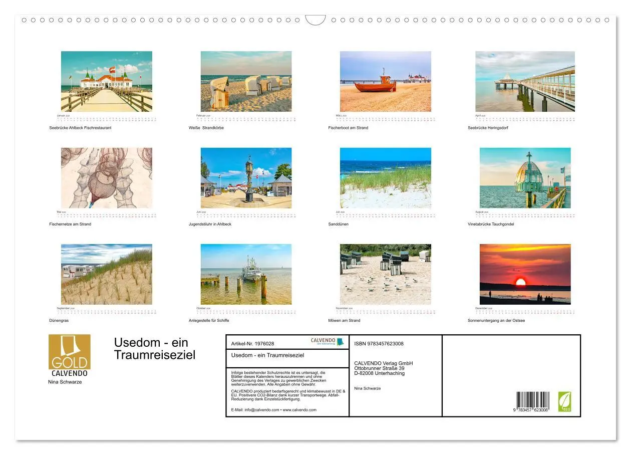 Bild: 9783457623008 | Usedom - ein Traumreiseziel (Wandkalender 2026 DIN A2 quer),...