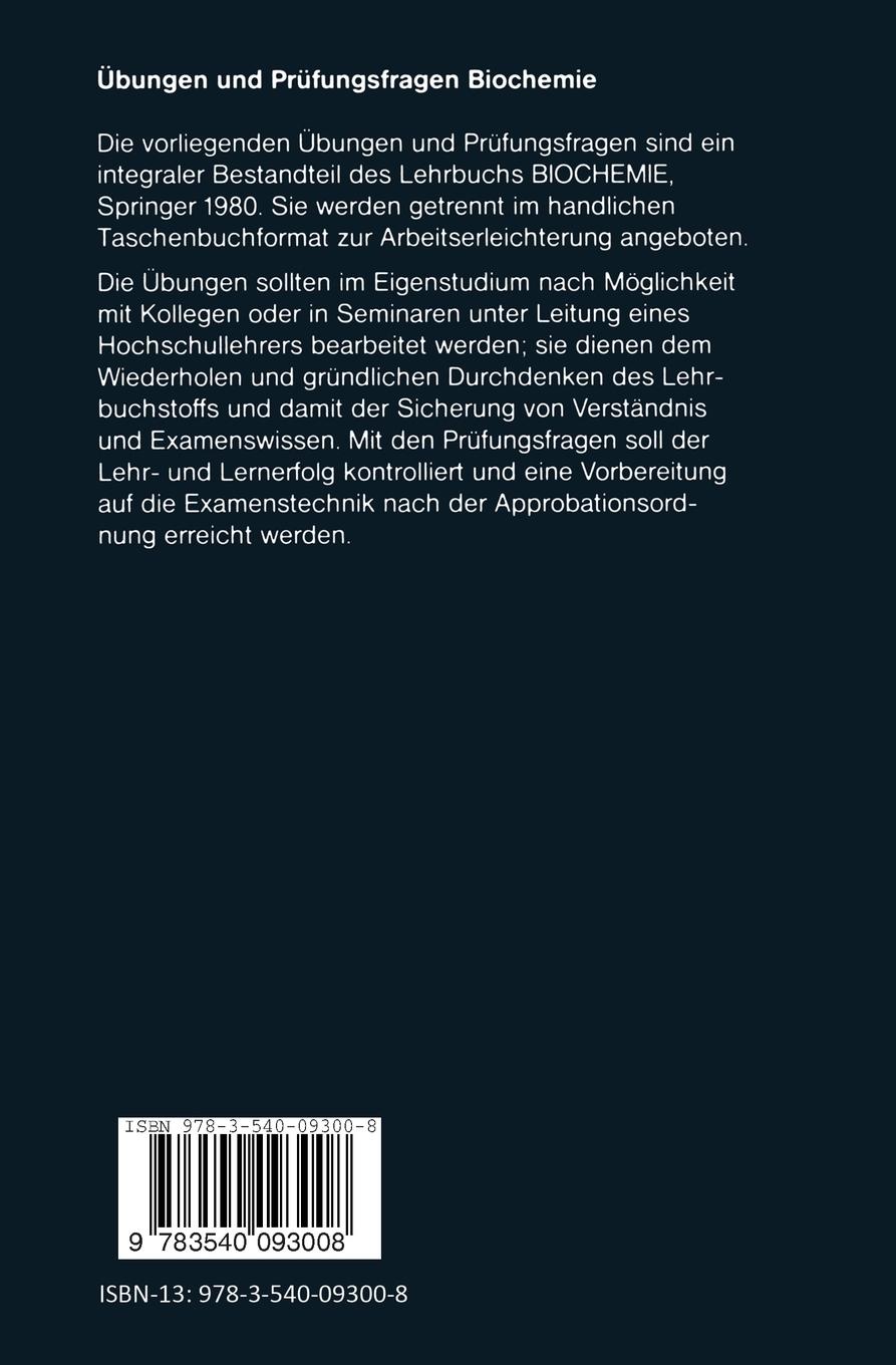 Rückseite: 9783540093008 | Übungen und Prüfungsfragen Biochemie | H. Möhler (u. a.) | Taschenbuch