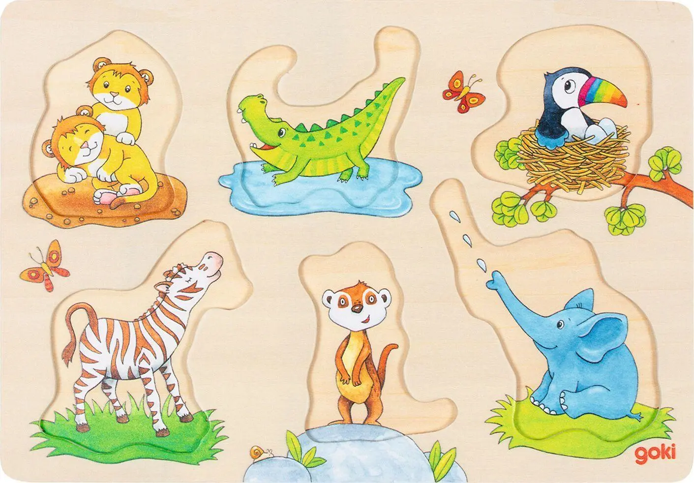 Cover: 4013594573108 | Hintergrundbildpuzzle wilde Tierbabies mit Elternteil | Spiel | 57310