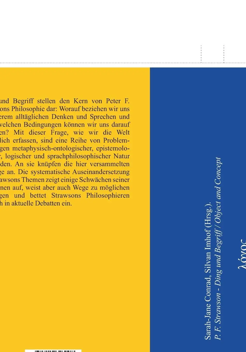 Rückseite: 9783110323108 | P. F. Strawson - Ding und Begriff / Object and Concept | Imhof (u. a.)