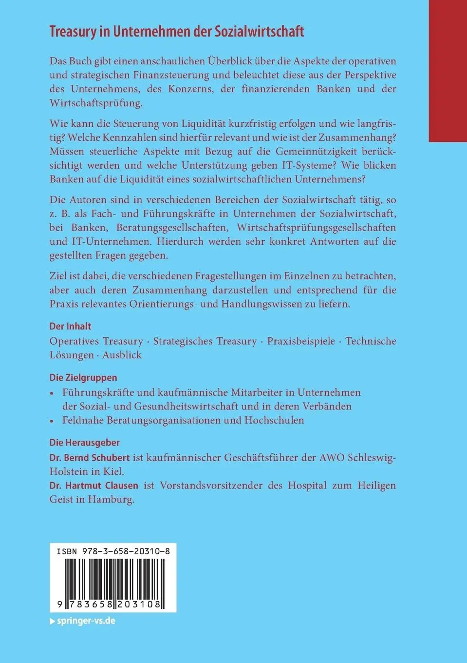 Rückseite: 9783658203108 | Treasury in Unternehmen der Sozialwirtschaft | Hartmut Clausen (u. a.)