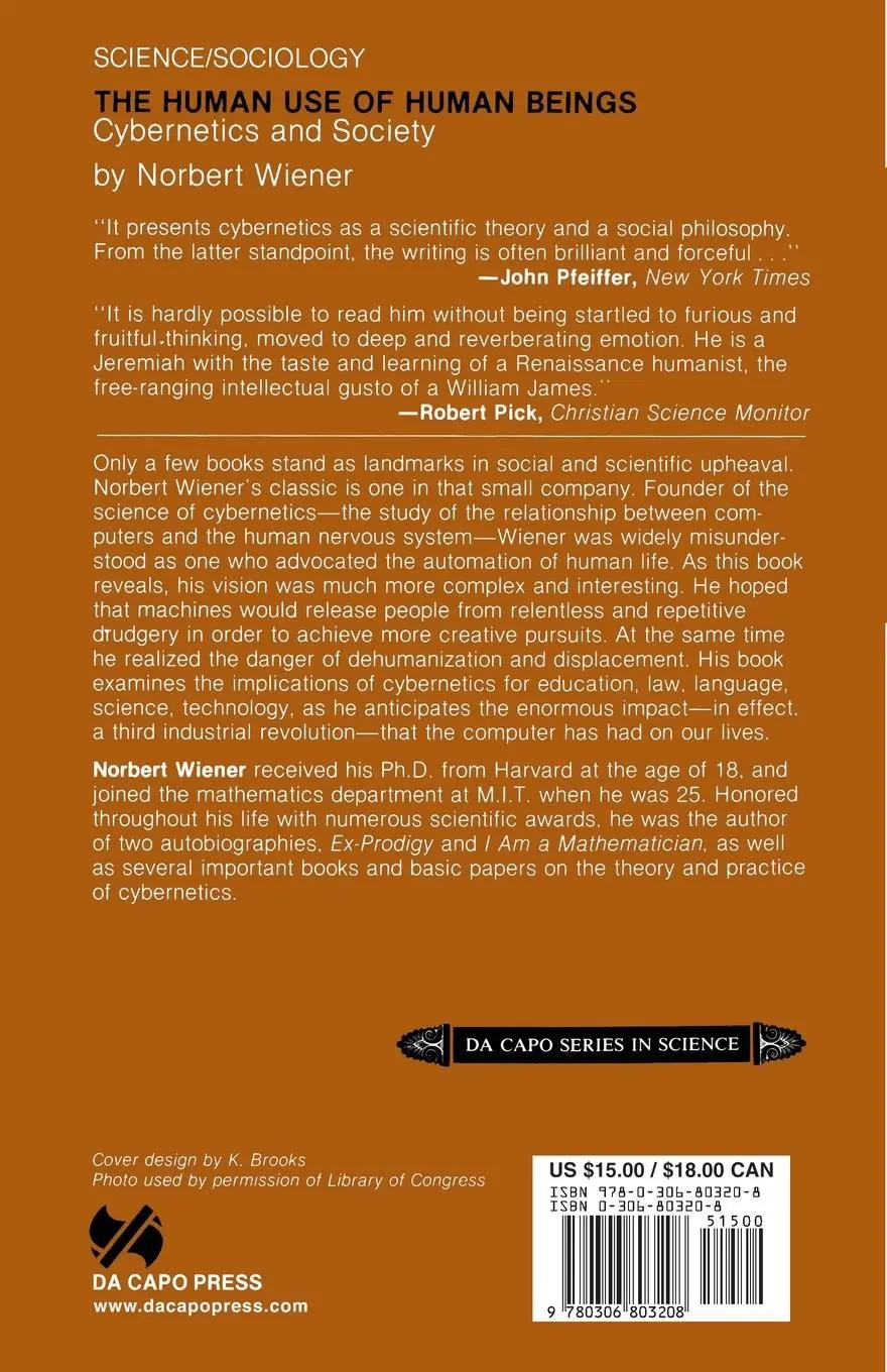 Rückseite: 9780306803208 | The Human Use of Human Beings | Cybernetics and Society | Wiener