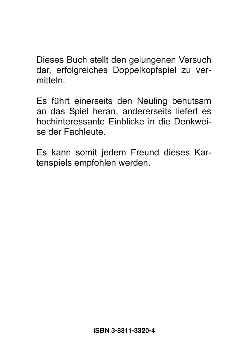 Rückseite: 9783831133208 | Gewinnen beim Doppelkopf | Bernhard Kopp | Taschenbuch | 148 S. | 2002