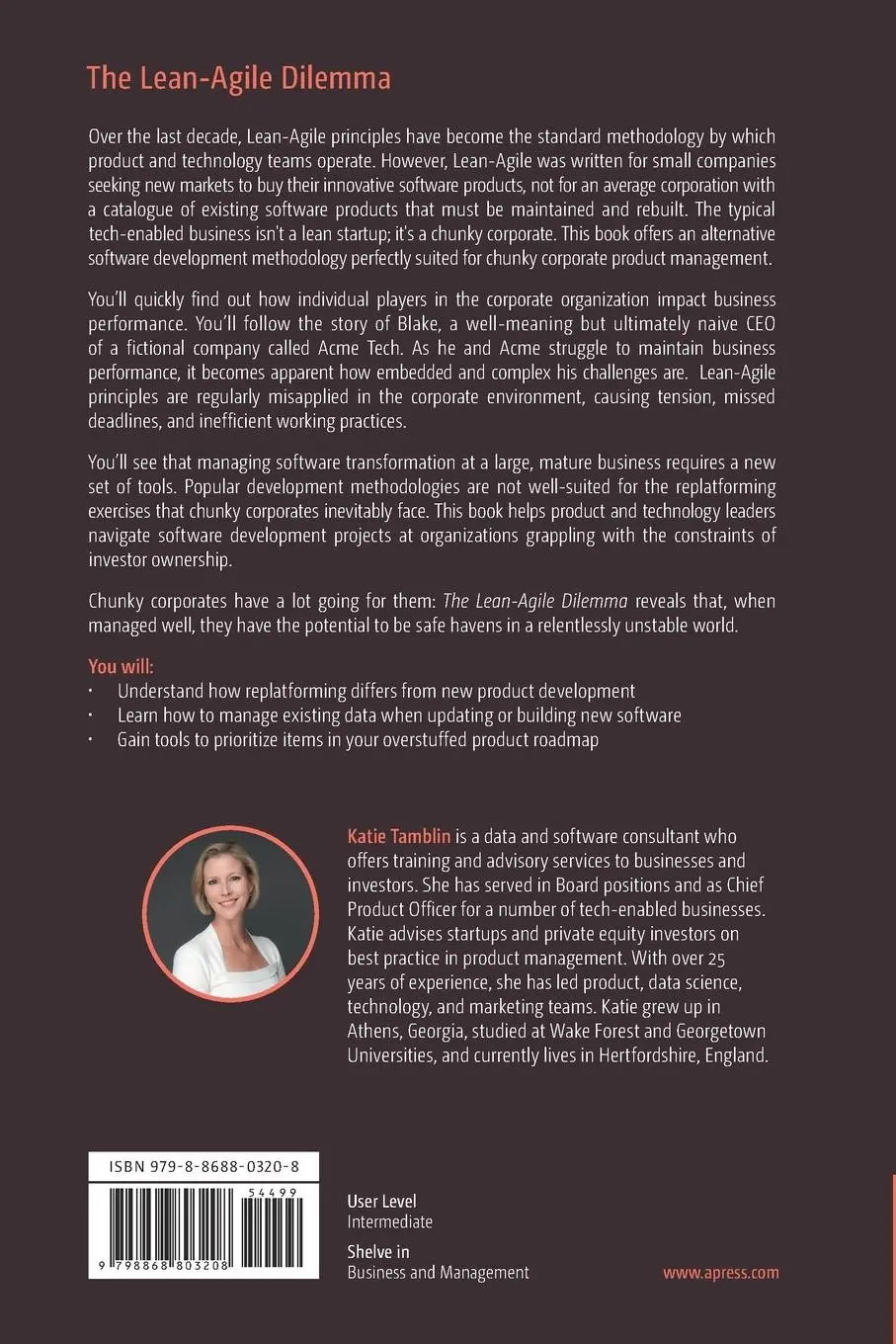 Rückseite: 9798868803208 | The Lean-Agile Dilemma | Product Management Inside a Chunky Corporate