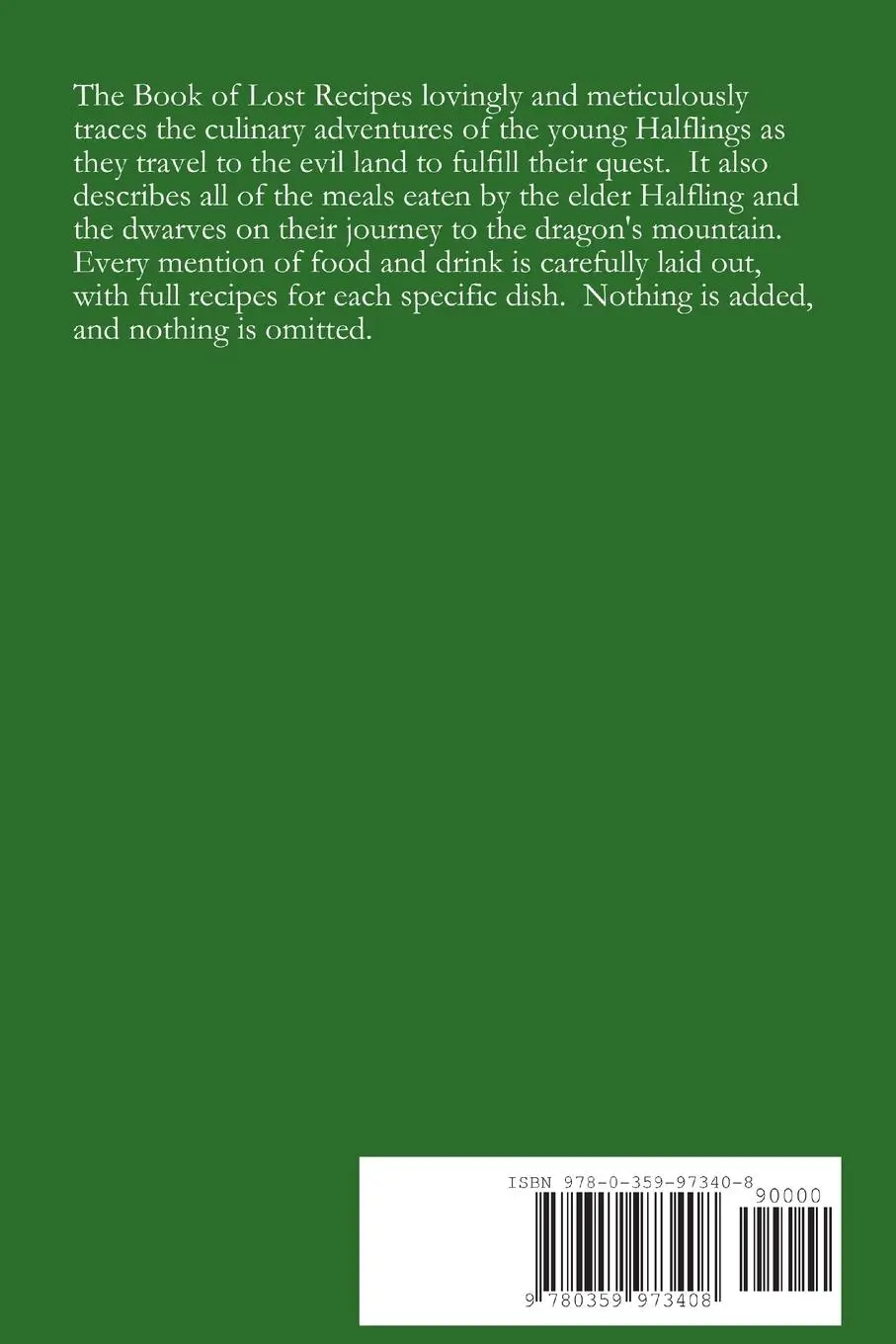 Rückseite: 9780359973408 | Lost Recipes ~ The Unofficial Hobbit and Lord of the Rings Cookbook