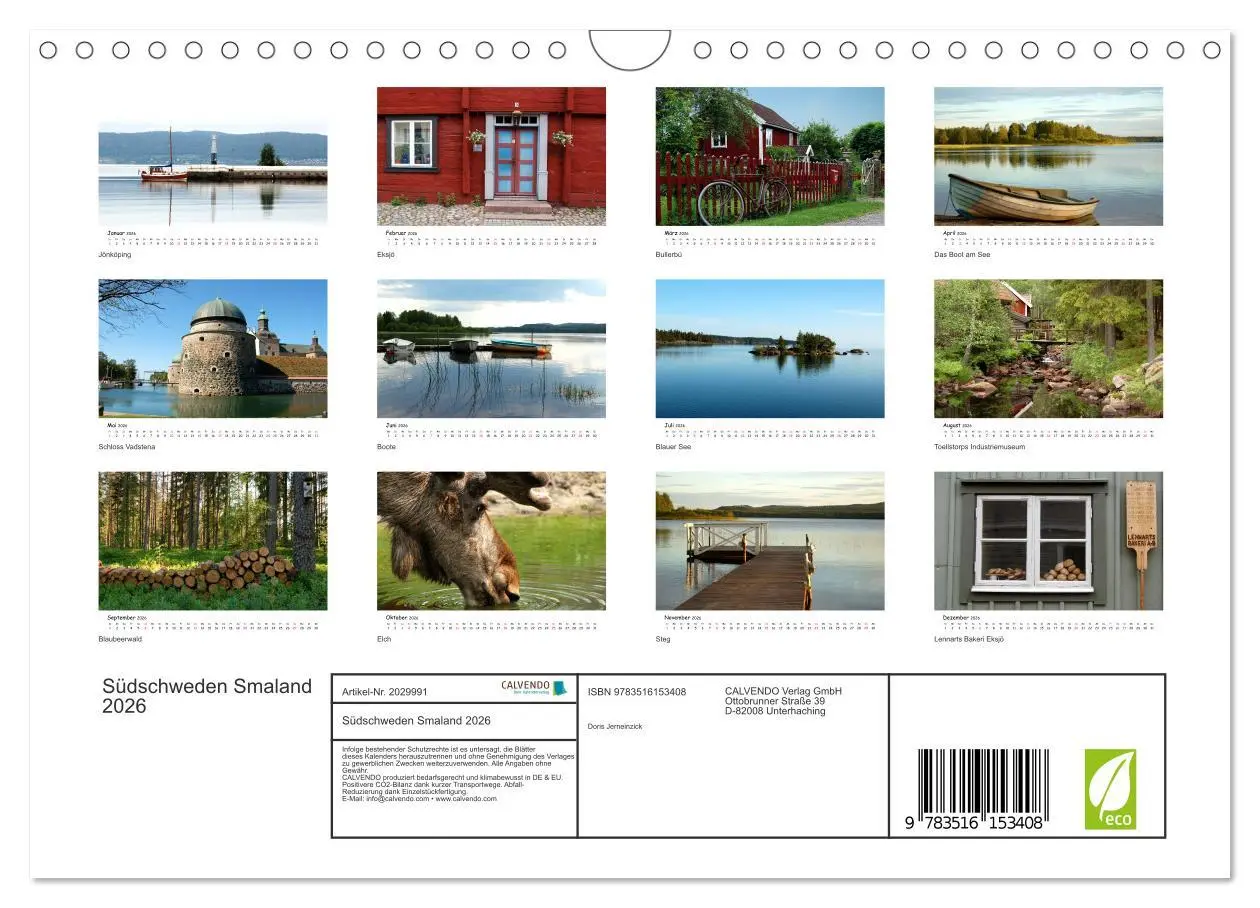 Bild: 9783516153408 | Südschweden Smaland 2026 (Wandkalender 2026 DIN A4 quer), CALVENDO...