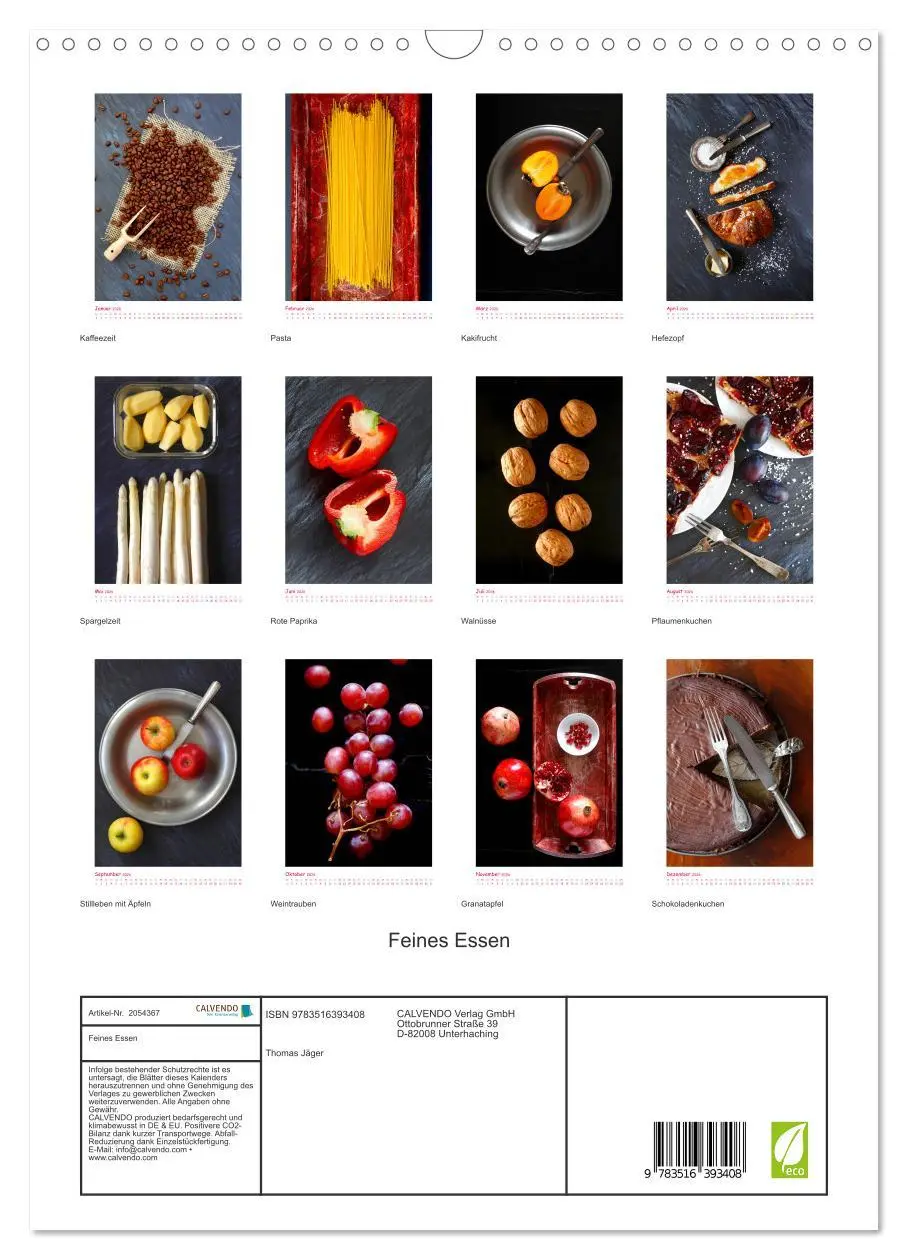 Bild: 9783516393408 | Feines Essen (Wandkalender 2026 DIN A3 hoch), CALVENDO Monatskalender