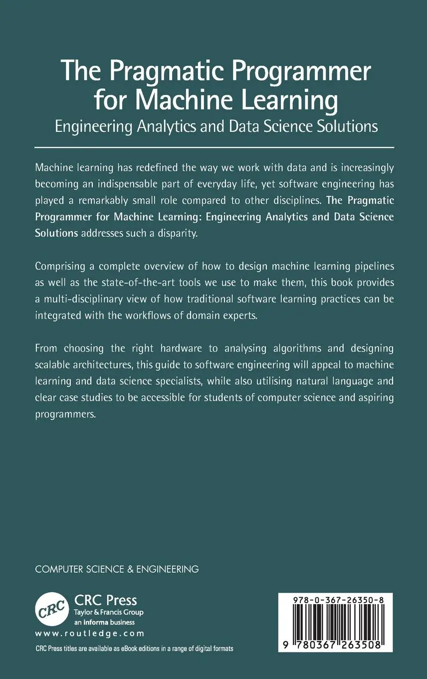 Rückseite: 9780367263508 | The Pragmatic Programmer for Machine Learning | Marco Scutari (u. a.)