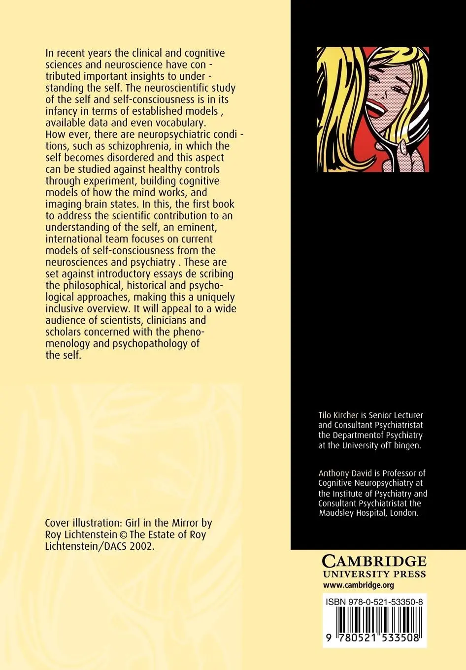 Rückseite: 9780521533508 | The Self in Neuroscience and Psychiatry | Tilo Kircher (u. a.) | Buch