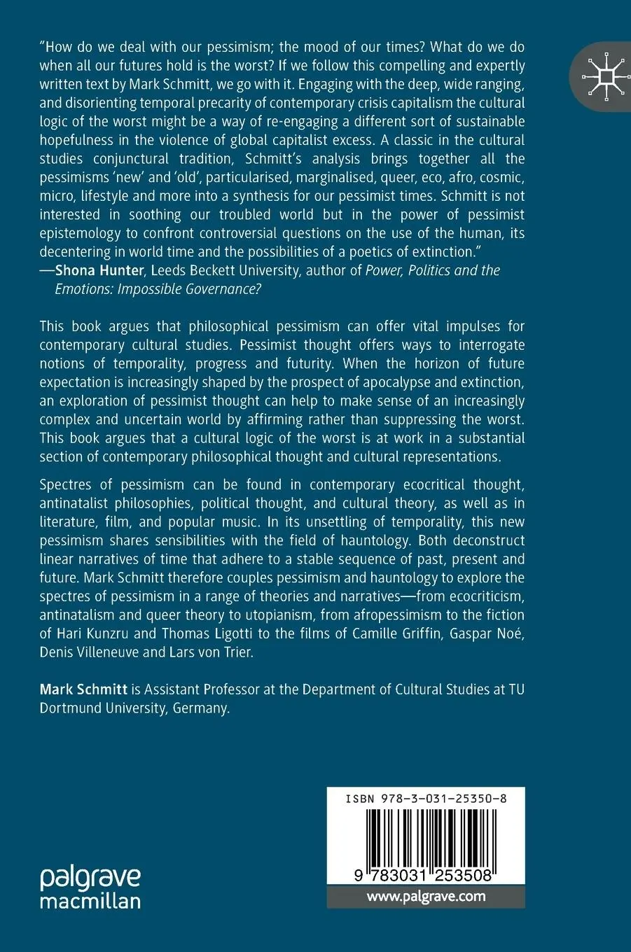 Rückseite: 9783031253508 | Spectres of Pessimism | A Cultural Logic of the Worst | Mark Schmitt