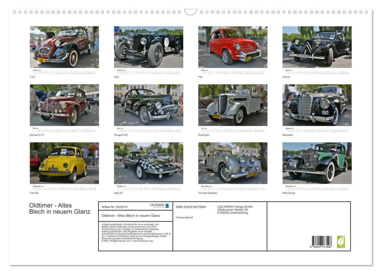 Bild: 9783516073508 | Oldtimer - Altes Blech in neuem Glanz (Wandkalender 2026 DIN A2...