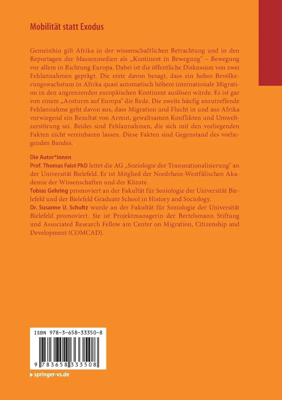 Rückseite: 9783658333508 | Mobilität statt Exodus | Migration und Flucht in und aus Afrika | Buch