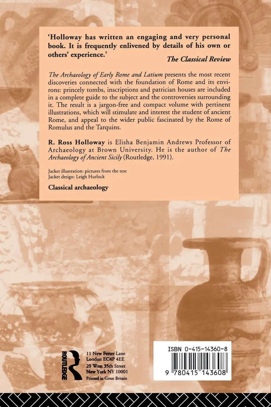 Rückseite: 9780415143608 | The Archaeology of Early Rome and Latium | Ross R. Holloway | Buch