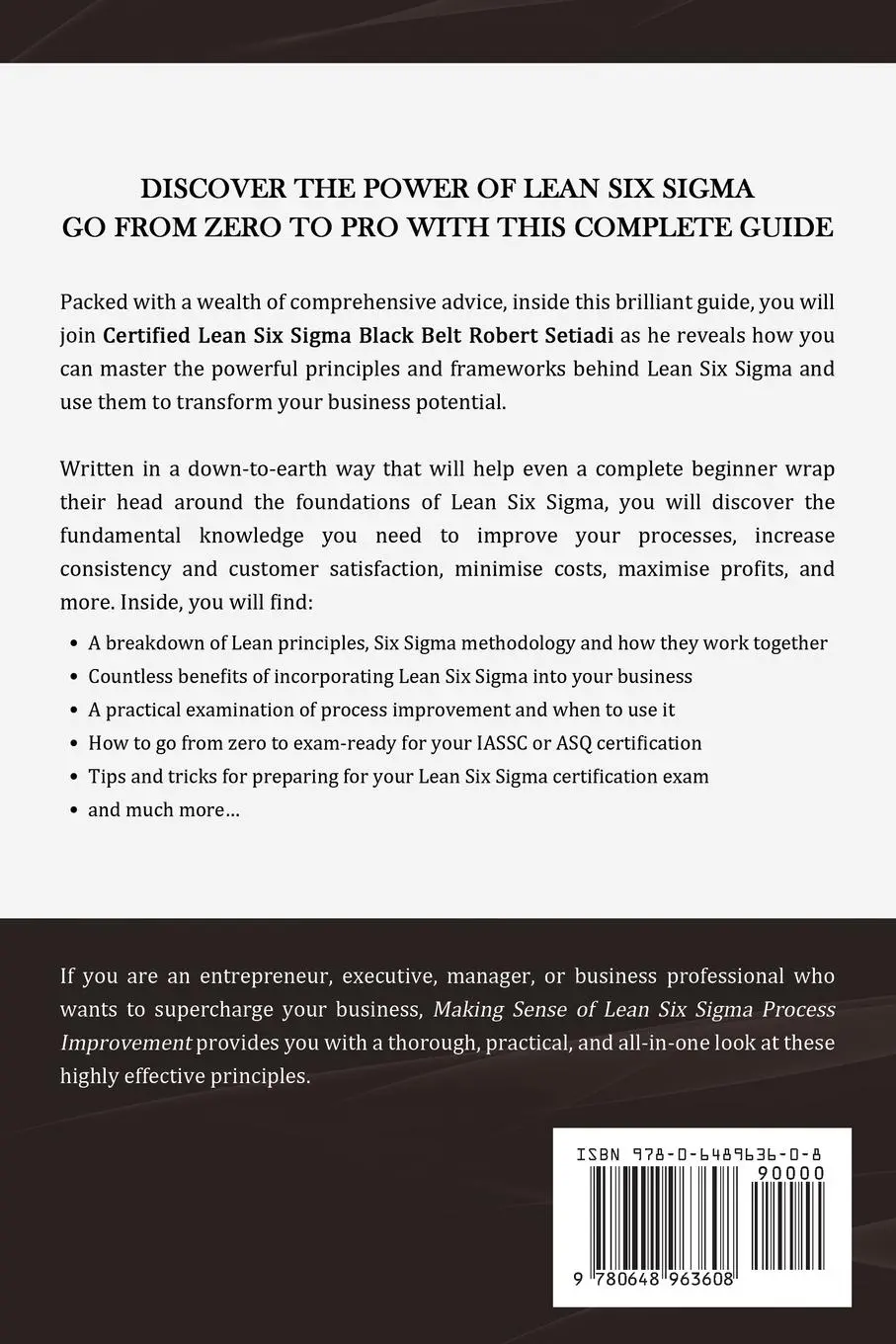 Rückseite: 9780648963608 | Making Sense of Lean Six Sigma Process Improvement | Robert Setiadi