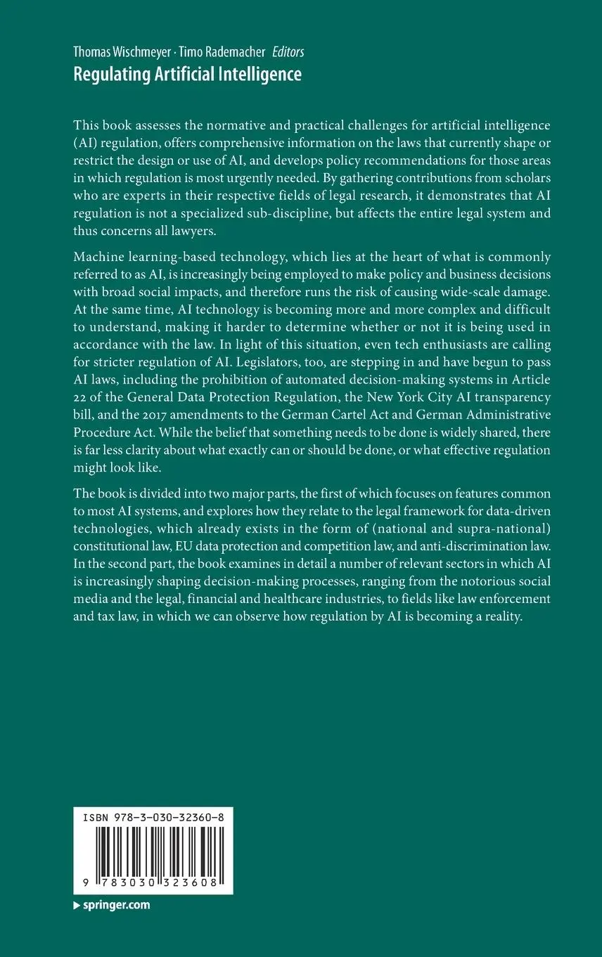 Rückseite: 9783030323608 | Regulating Artificial Intelligence | Timo Rademacher (u. a.) | Buch