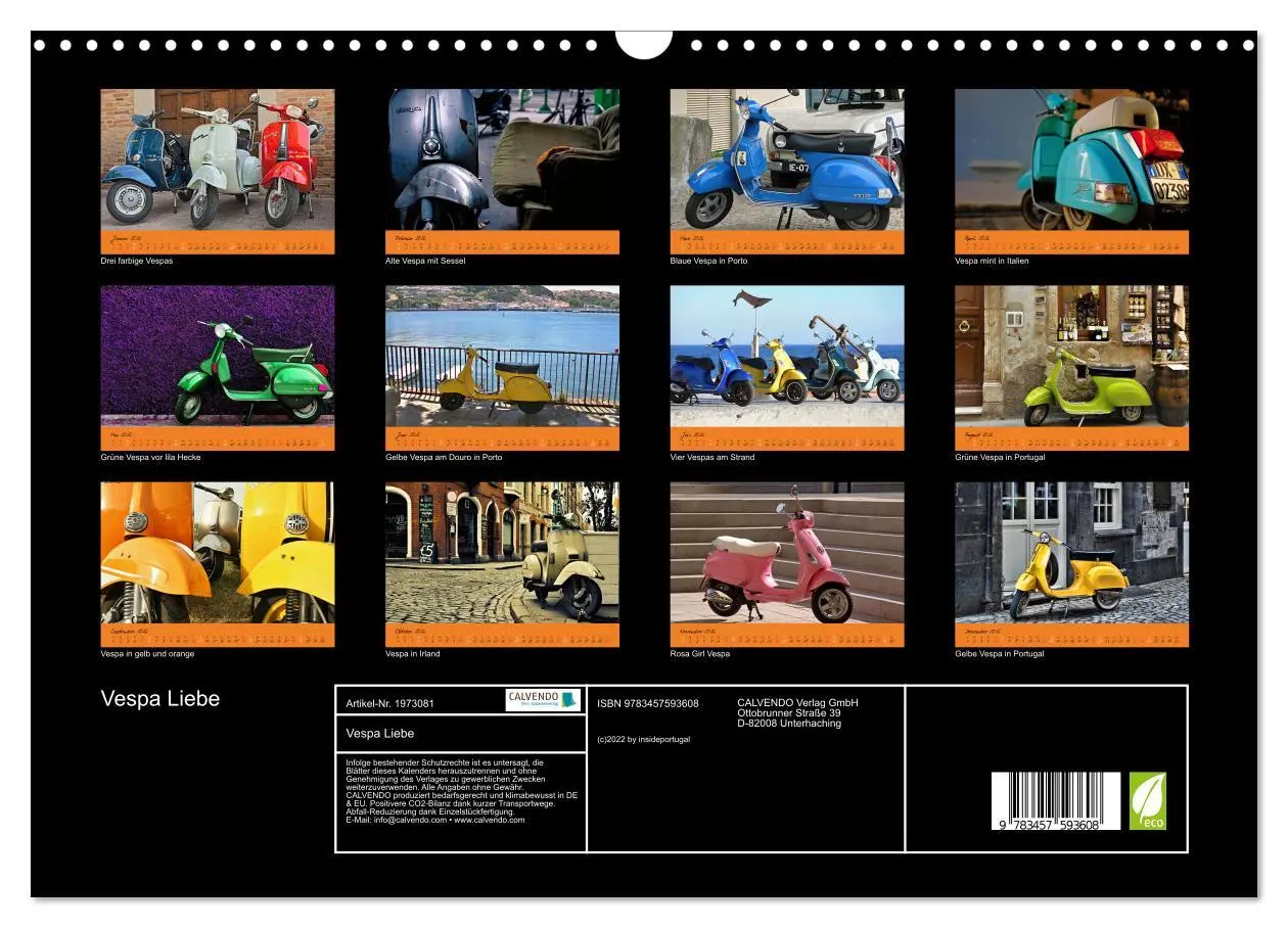 Bild: 9783457593608 | Vespa Liebe (Wandkalender 2026 DIN A3 quer), CALVENDO Monatskalender