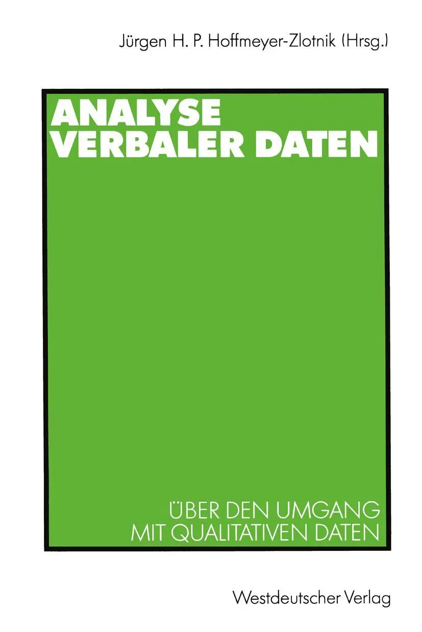 Cover: 9783531123608 | Analyse verbaler Daten | Über den Umgang mit qualitativen Daten | Buch