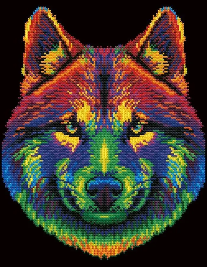 Bild: 4895225943708 | DIAMOND DOTZ - Diamond Painting Neon Wolf | Kit (Bastelset) | 2025