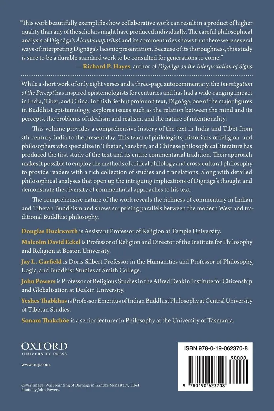 Rückseite: 9780190623708 | Dignaga's Investigation of the Percept | Douglas Duckworth (u. a.)