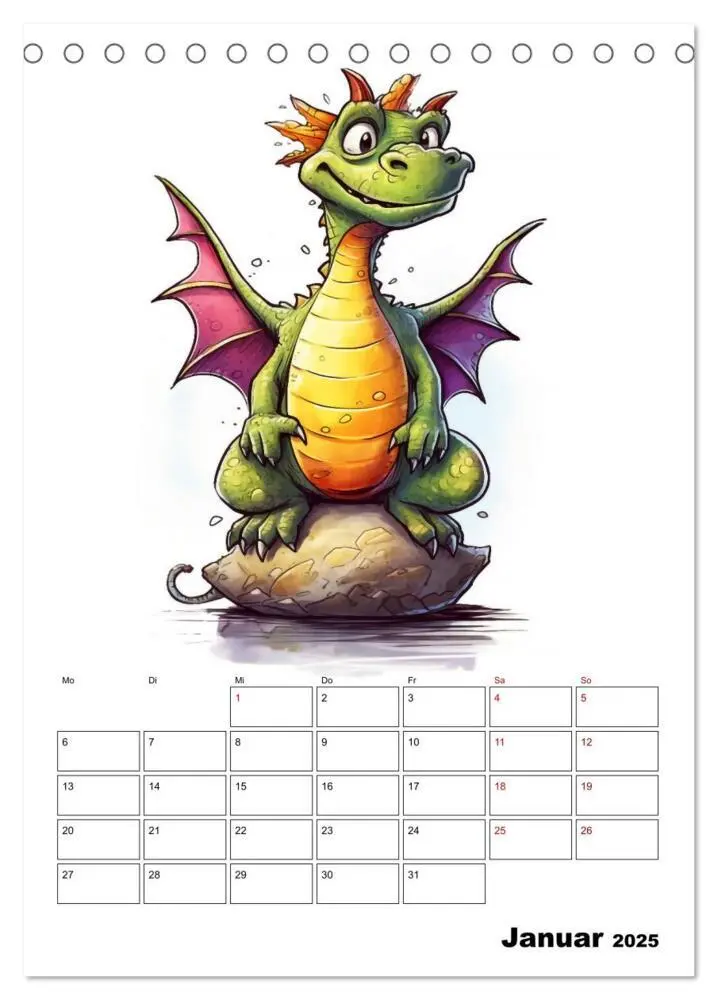 Bild: 9783435873708 | Niedliche Drachen (Tischkalender 2025 DIN A5 hoch), CALVENDO...