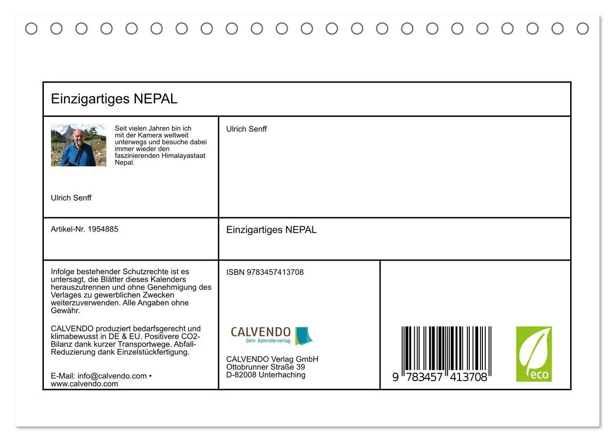 Bild: 9783457413708 | Einzigartiges NEPAL (Tischkalender 2026 DIN A5 quer), CALVENDO...