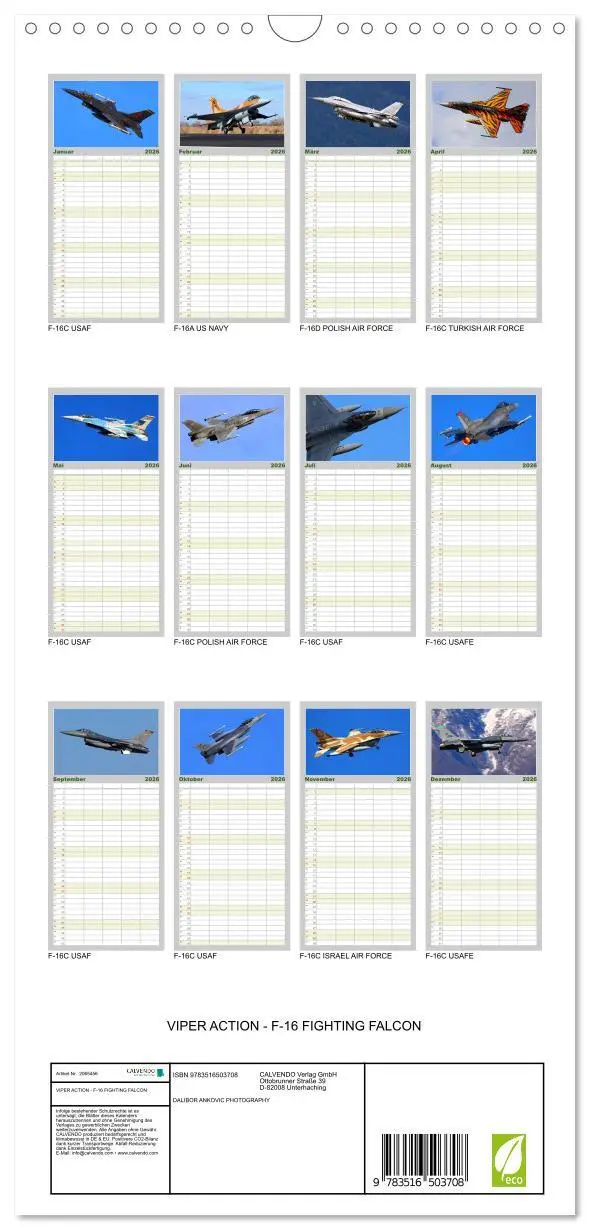 Bild: 9783516503708 | Familienplaner 2026 - VIPER ACTION - F-16 FIGHTING FALCON mit 5...