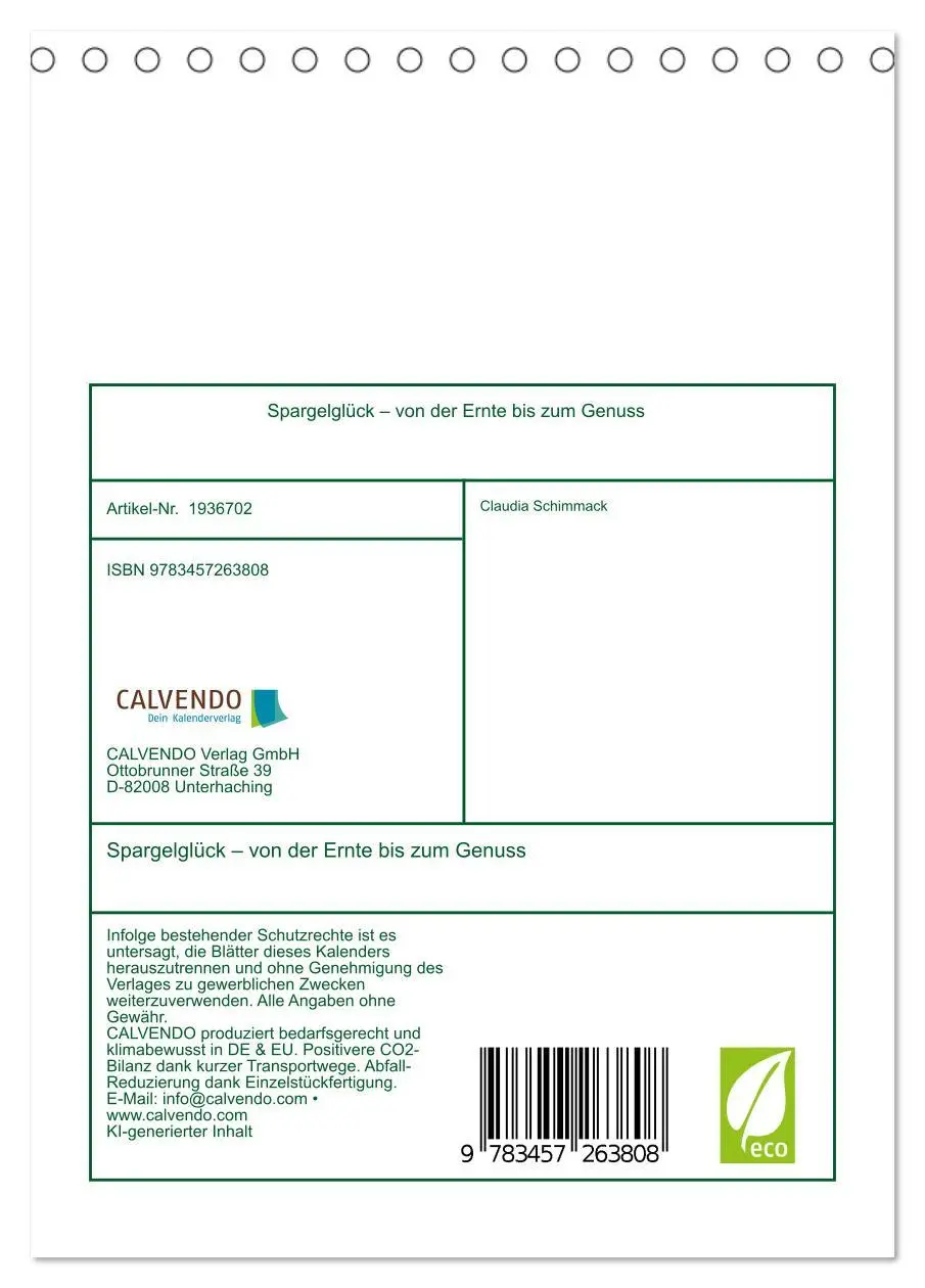 Bild: 9783457263808 | Spargelglück - von der Ernte bis zum Genuss (Tischkalender 2026 DIN...